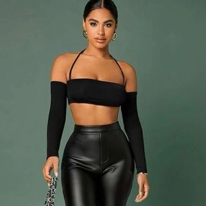 Cold Shoulder Backless long sleeve